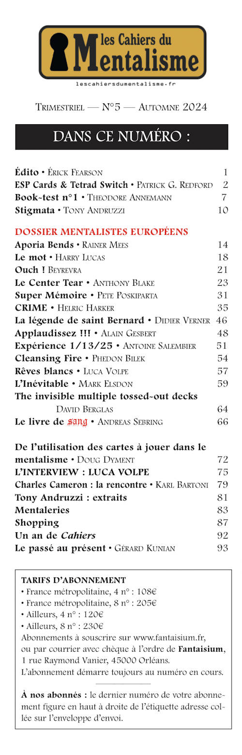 cahiers du mentalisme